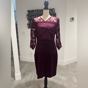 Nanette Lapore cocktail dress
Beautiful Plum colored crepe with matching lace